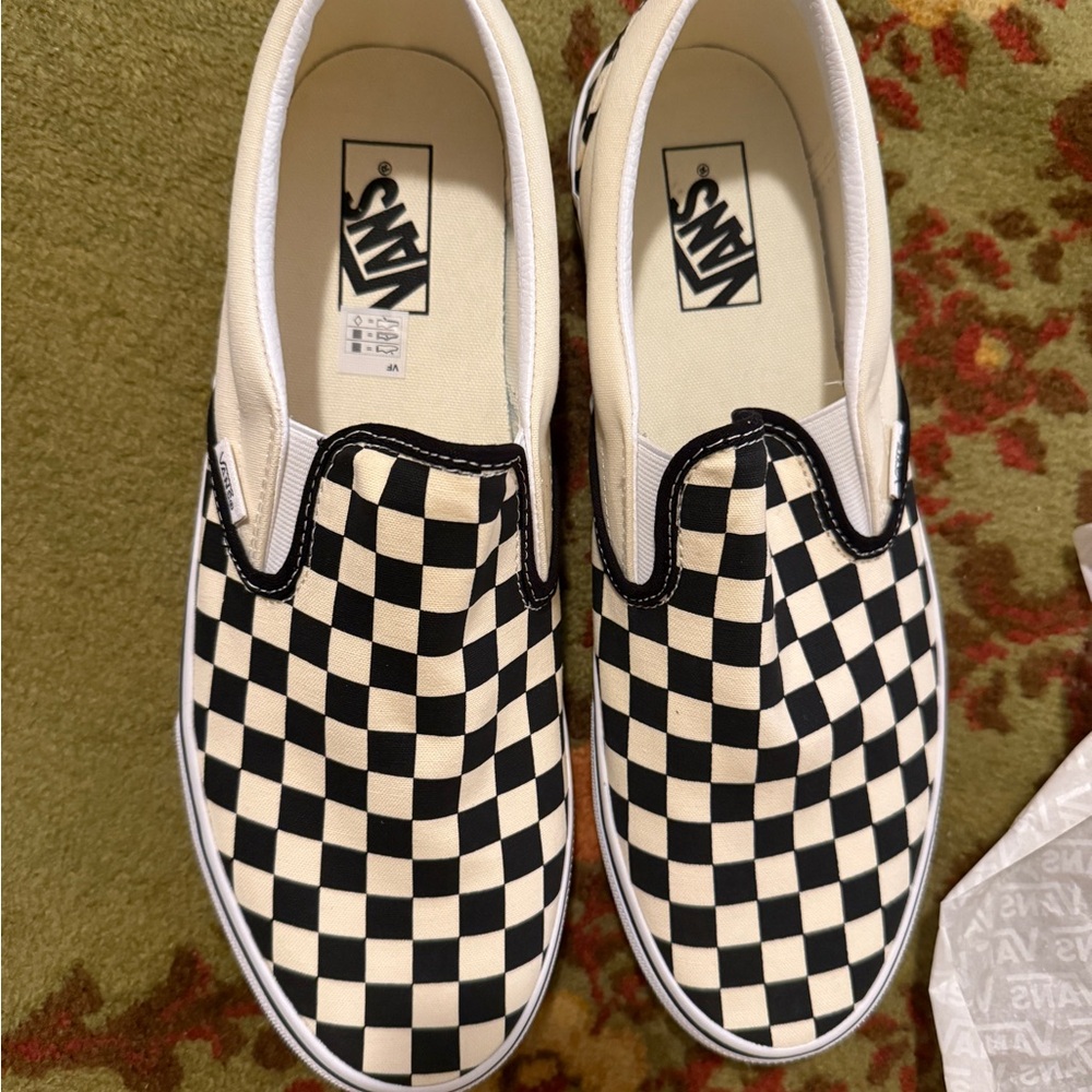 Vans Kids Checkered Slip-On Sneakers - Black and Cream